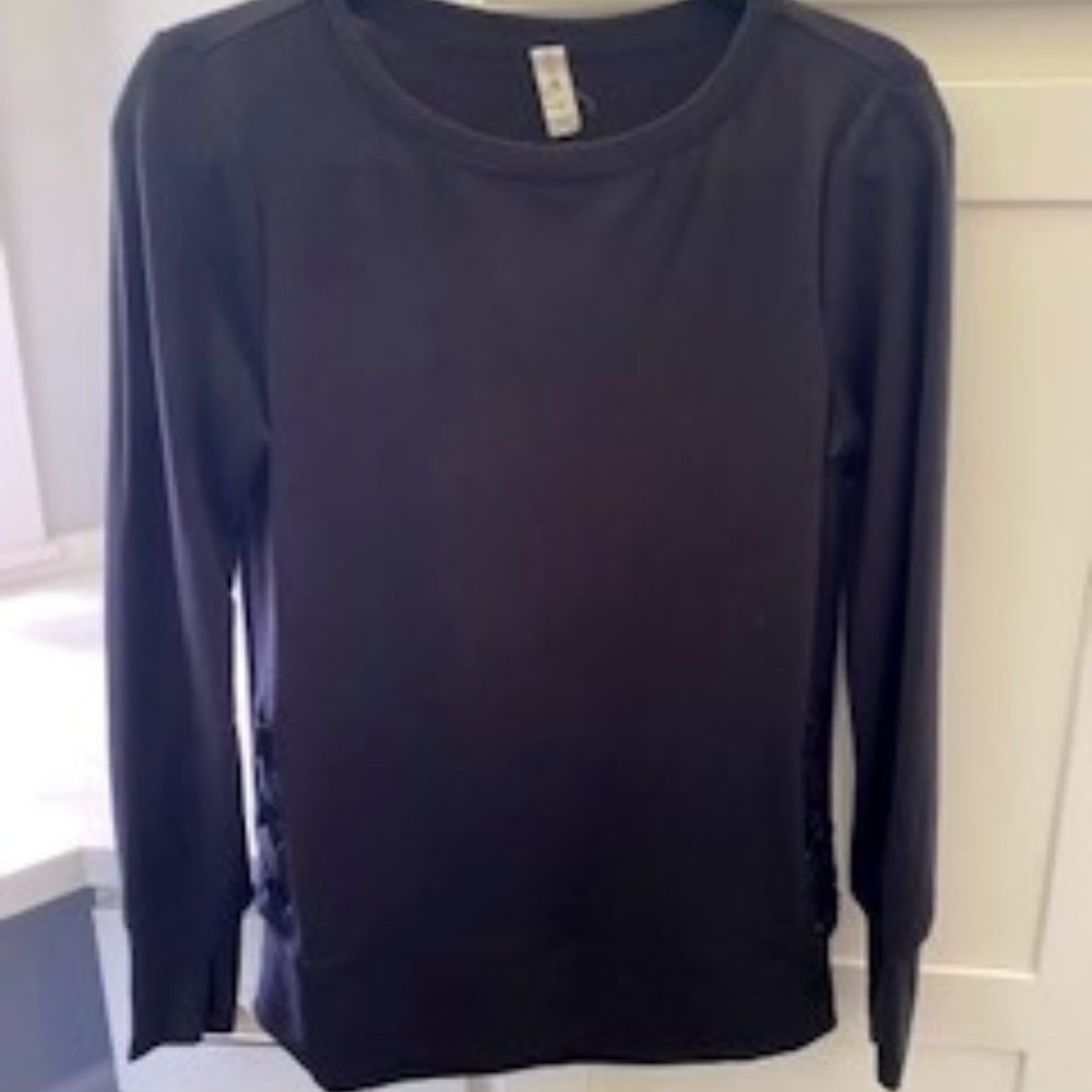 IDEOLOGY Black Long Sleeve Tunic with Hip ribbon cross design size XS